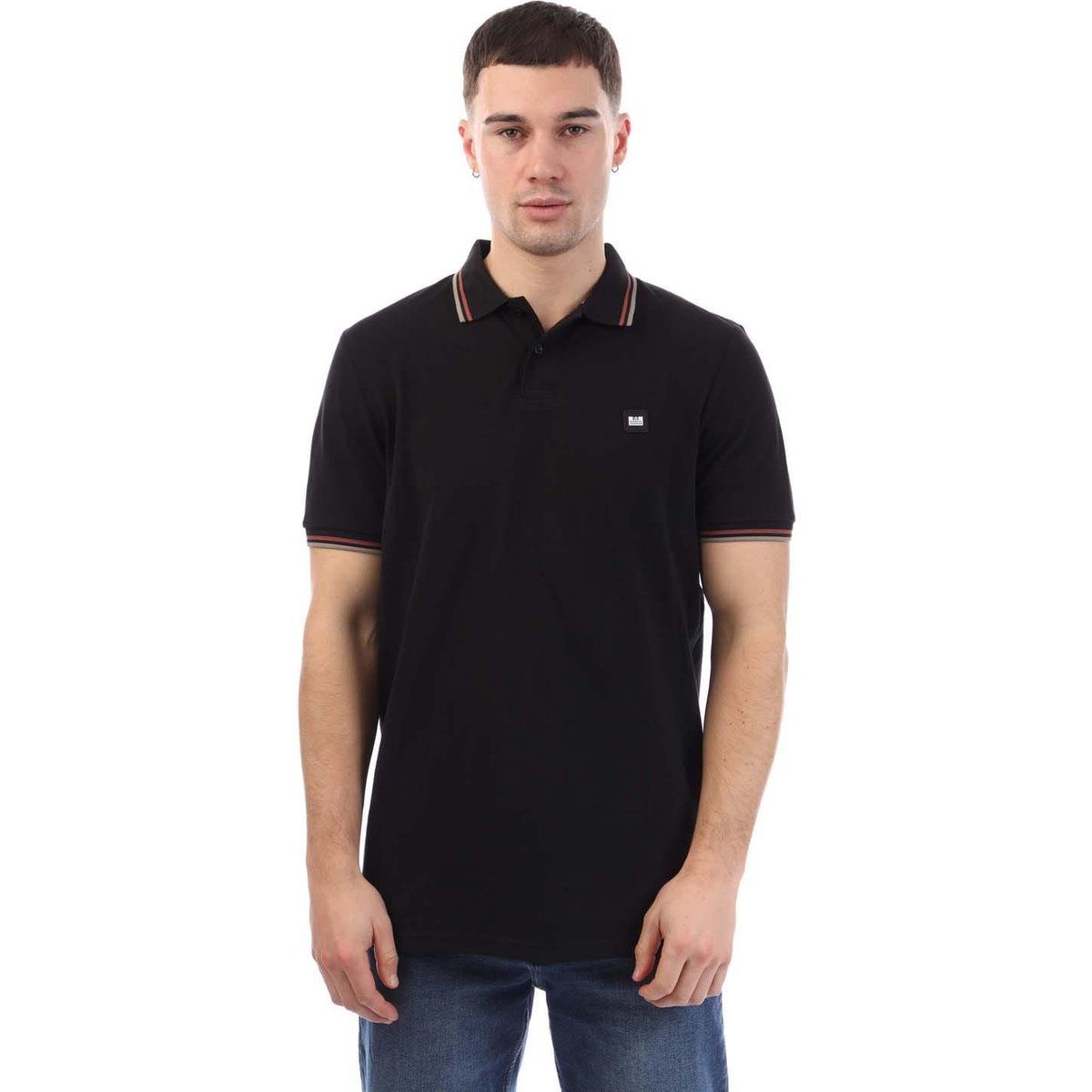 Herren Poloshirt Schwarz Unifarben