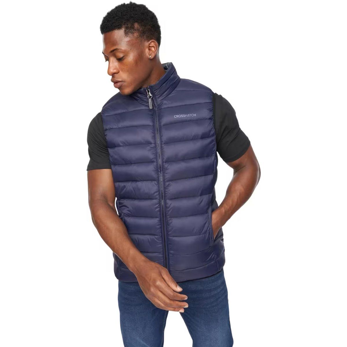 Crosshatch - "Gattering" Weste für Herren, Gesteppt (Marine)