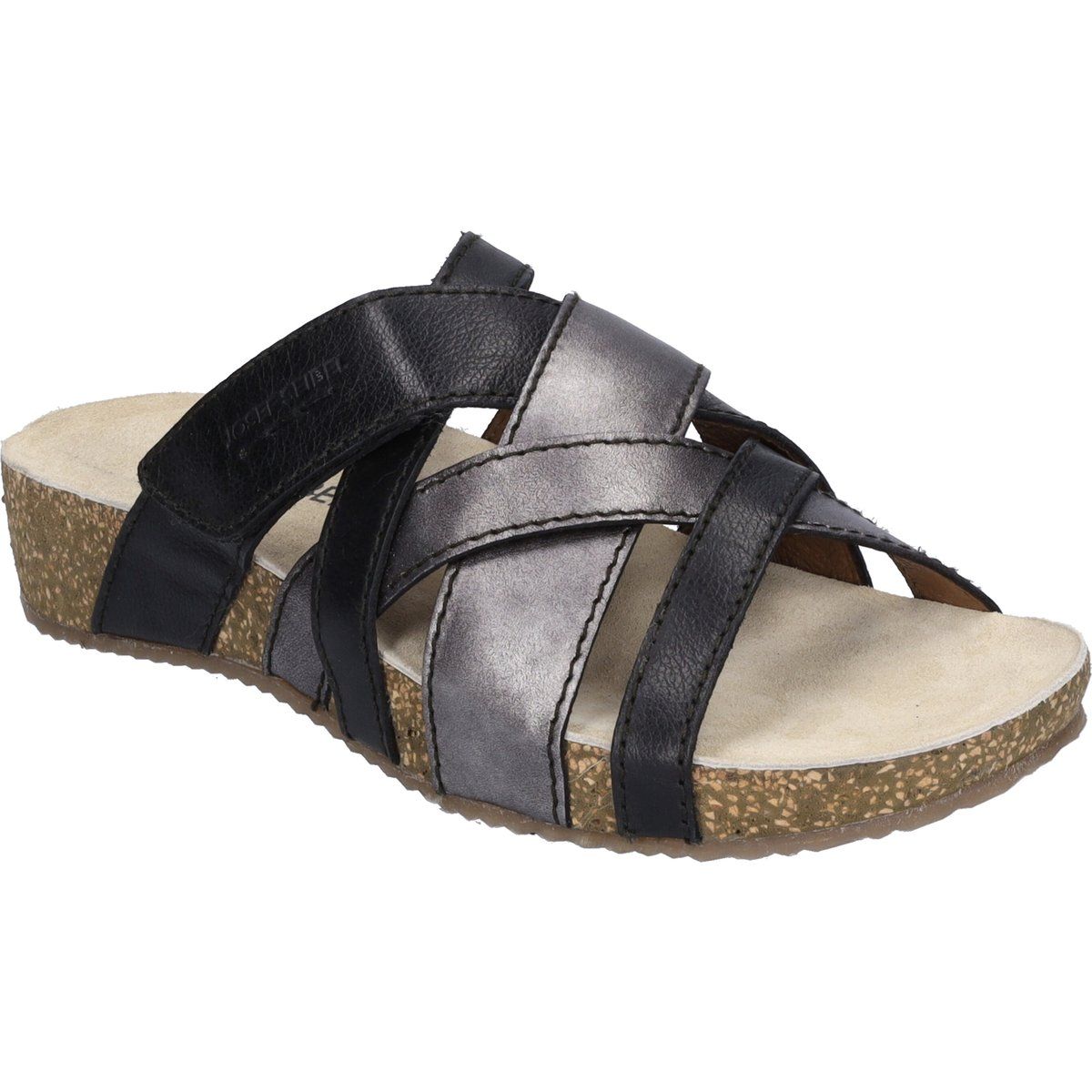 Damen Leder Mehrriemen Pantolette Sandale