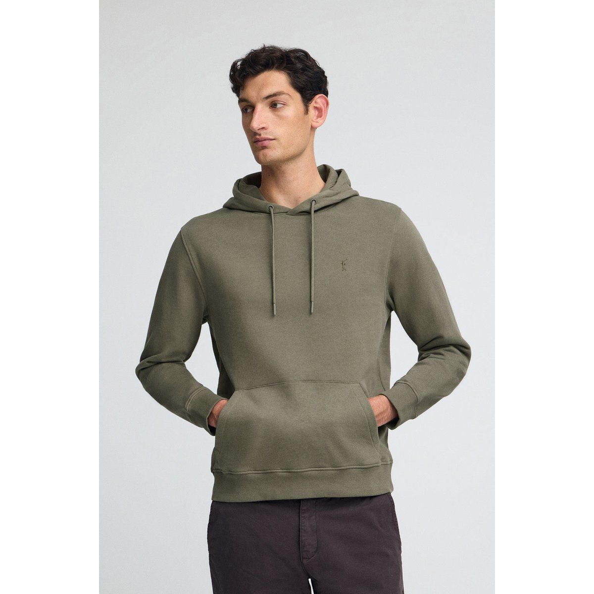 Regular Fit olivgrüner Hoodie