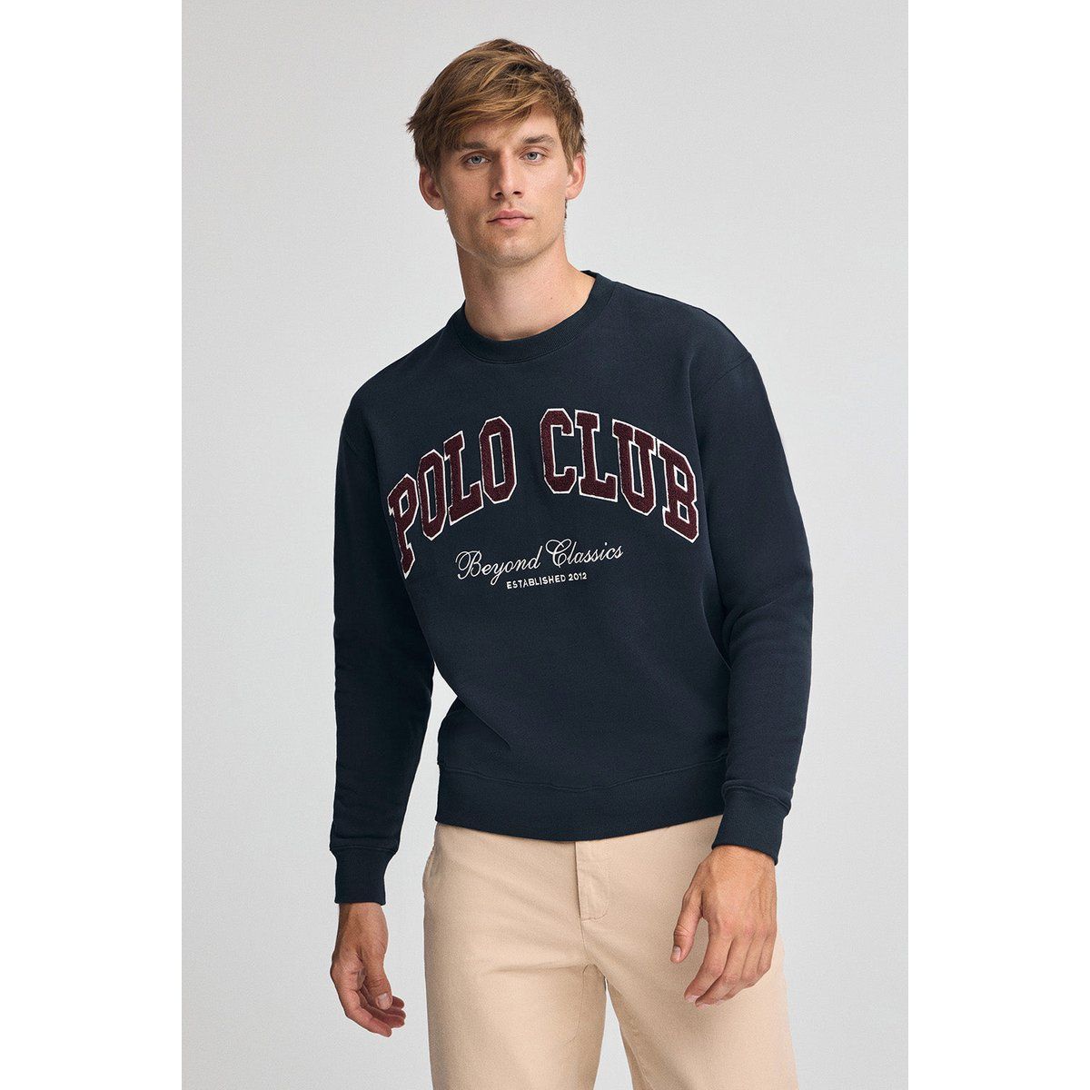 Marineblaues Baumwoll-Sweatshirt mit Logo