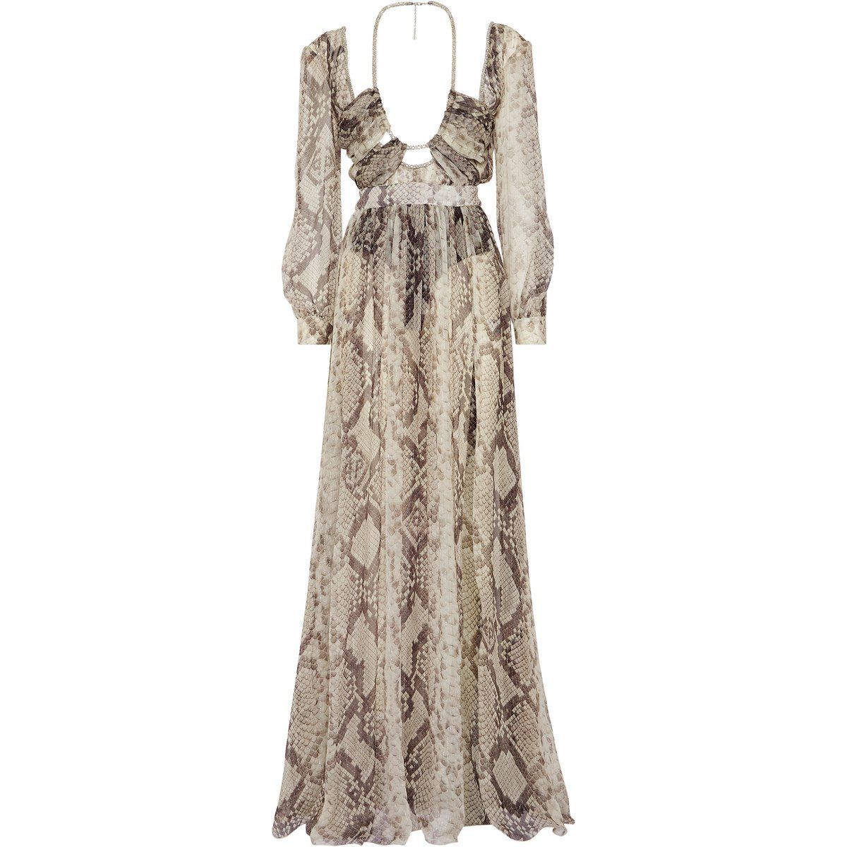 Maxi-Kleid mit Schlangenmuster und langen Ärmeln