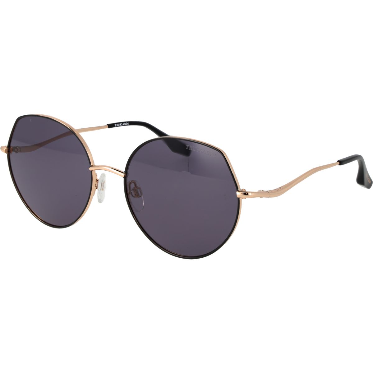 Geometrische, runde Sonnenbrille mit goldenem Rahmen