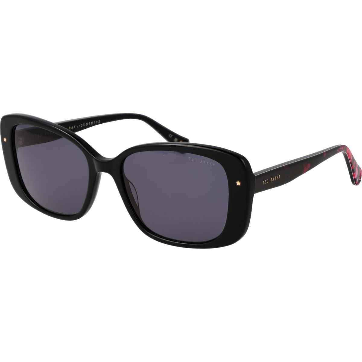 Rechteckige Sonnenbrille aus schwarzem Acetat