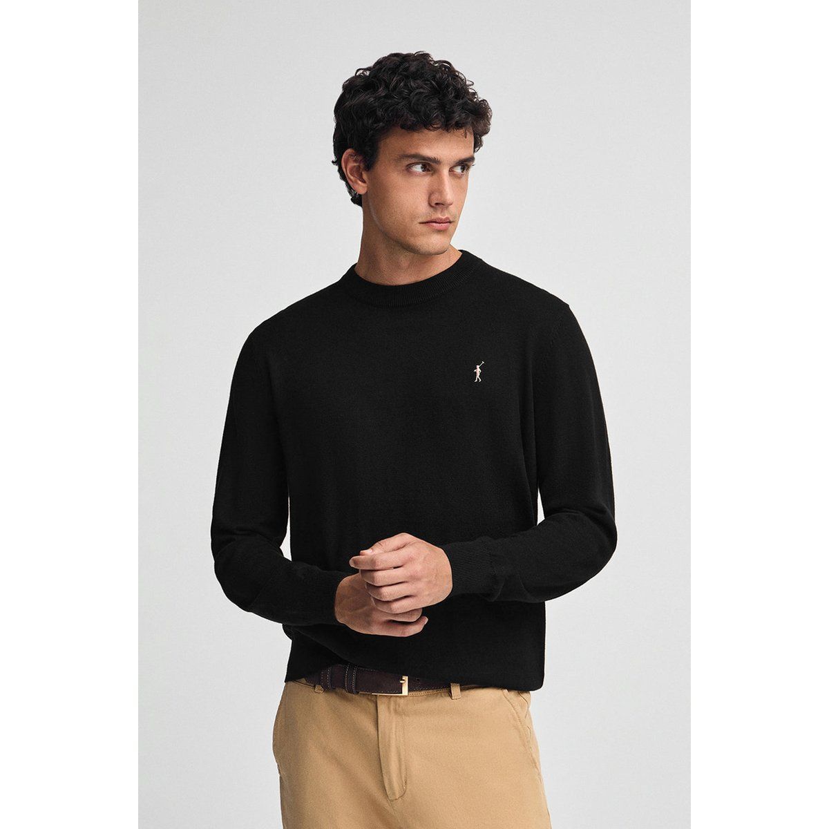 Rundhals Pullover aus Wollmischung