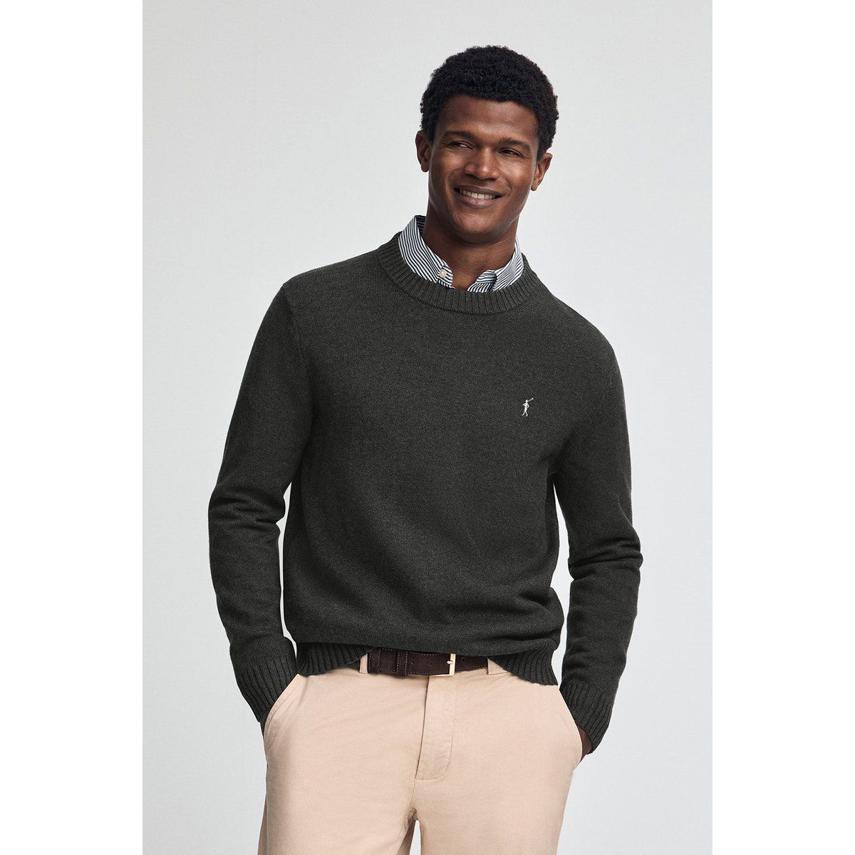 Wollmischung Pullover mit Rundhalsausschnitt und Logo
