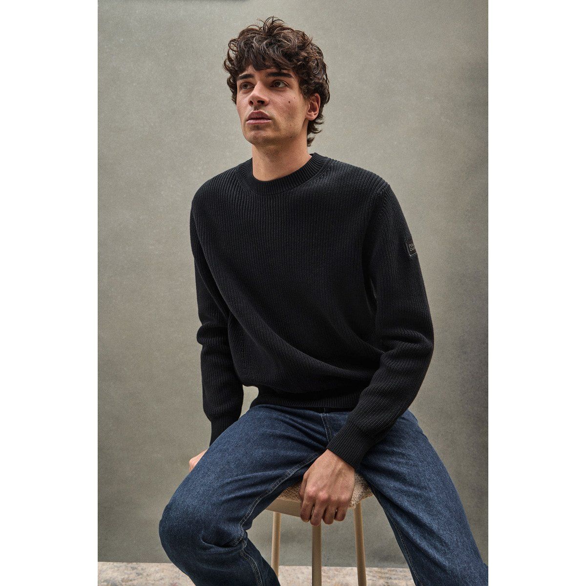 Gerippter Fisherman Pullover mit Relaxed Fit