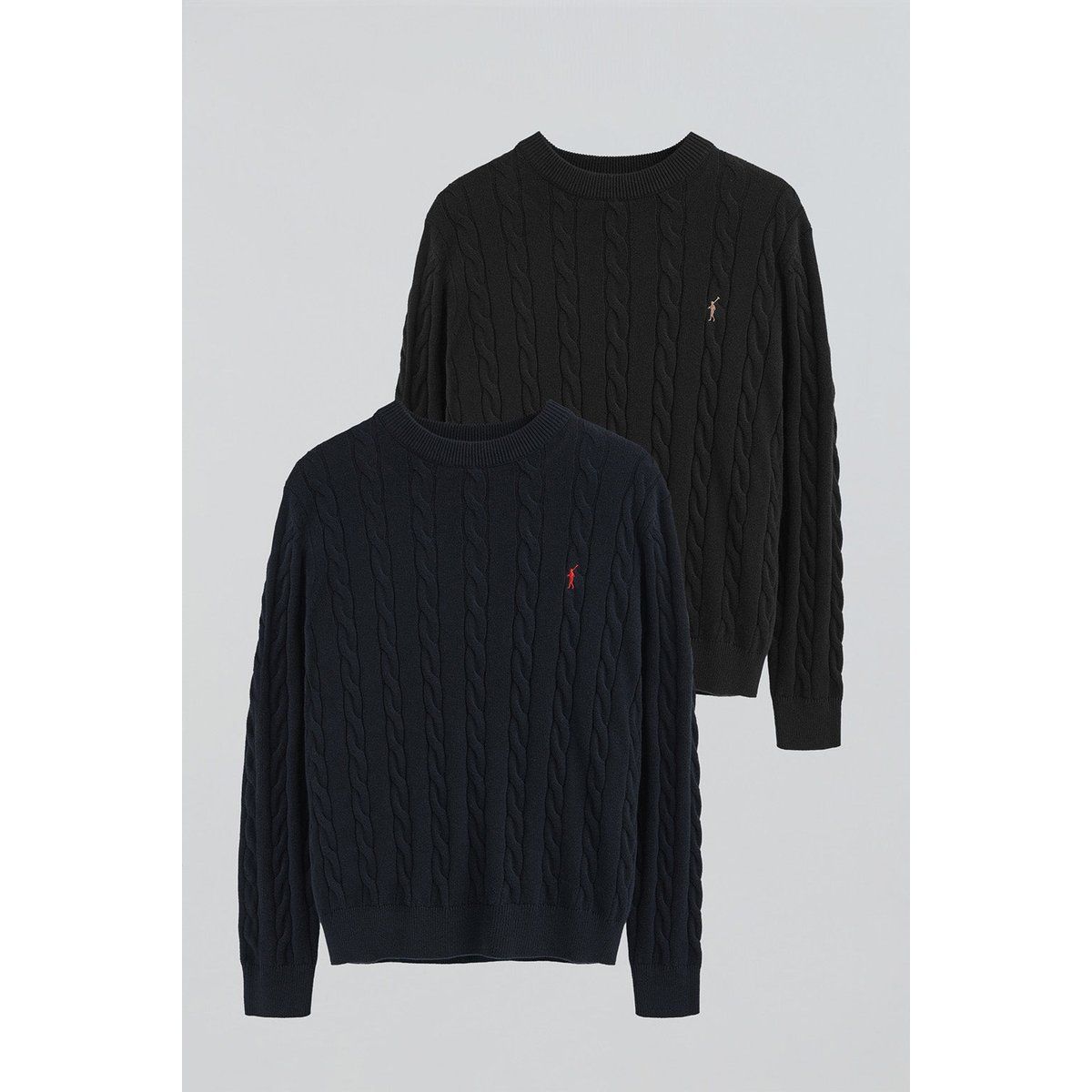 Herren Zopfmuster Wollmischpullover Set