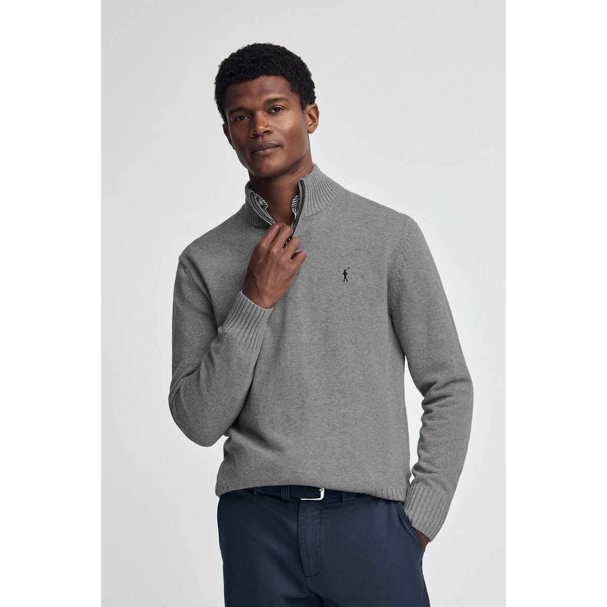 Pullover aus Wollgemisch mit Halbreißverschluss