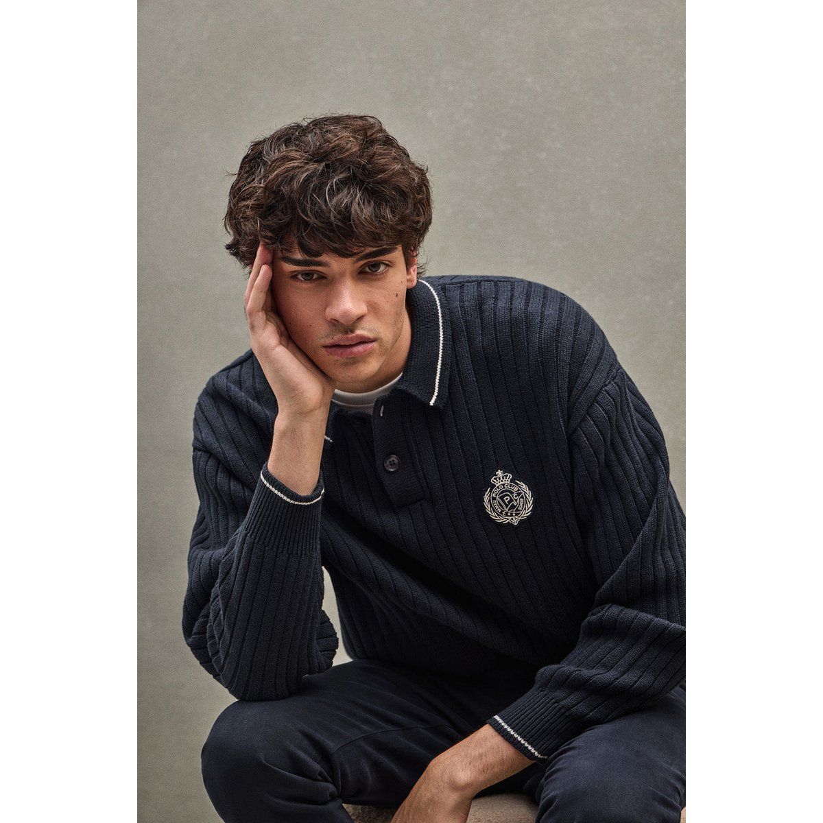 Gestricktes Poloshirt mit lockerer Passform