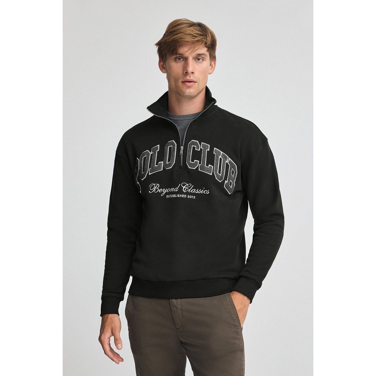 Oversize Sweatshirt mit Reißverschluss und Logo