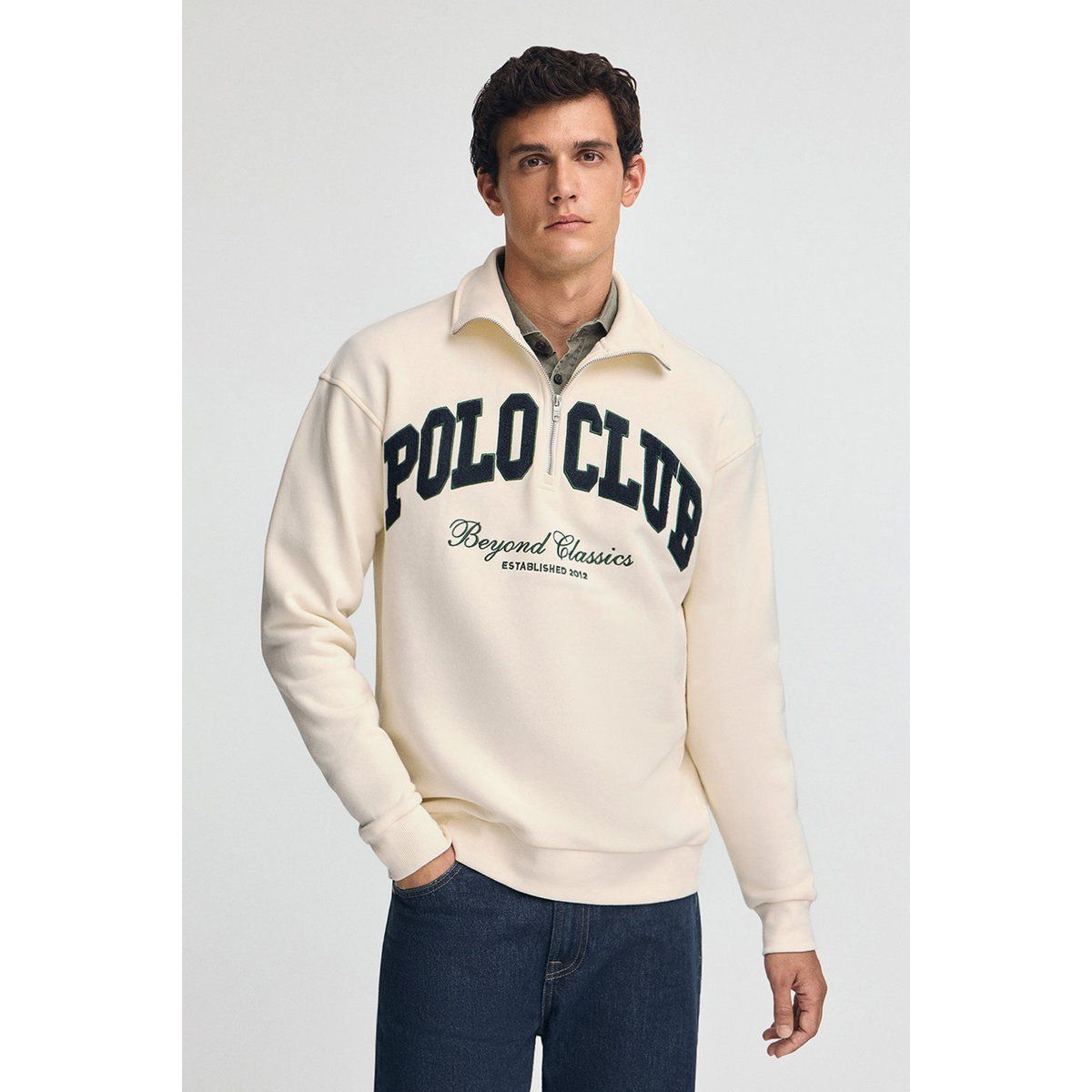 Sweatshirt mit halbem Reißverschluss und Logo