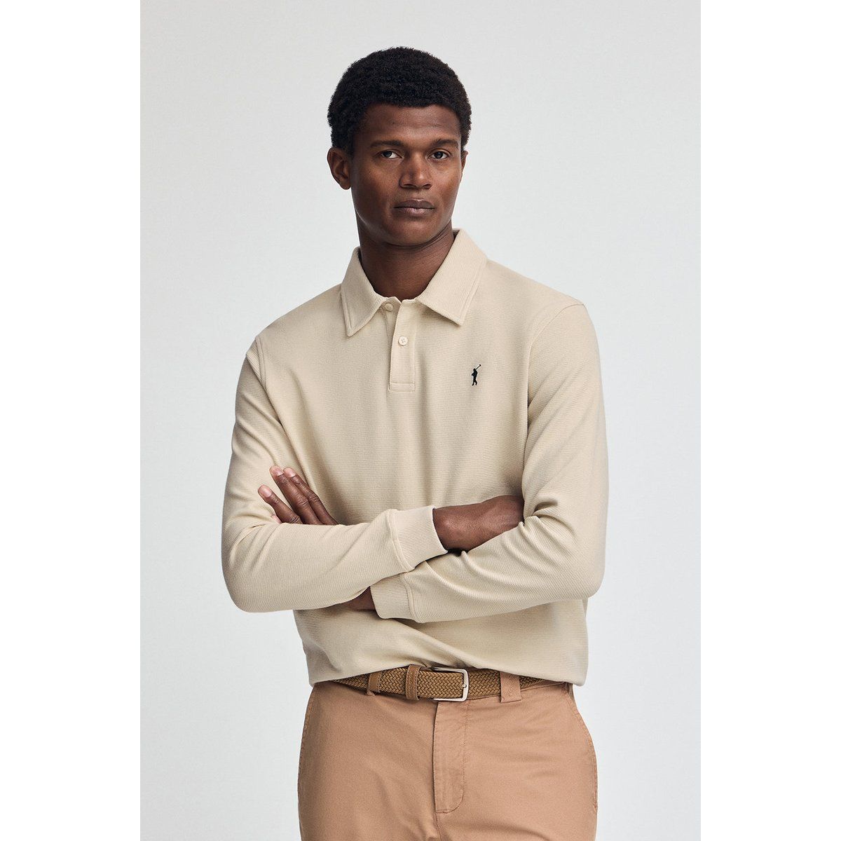 Herren Langarm Baumwoll Polo Shirt