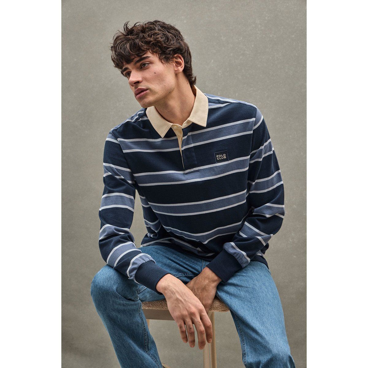 Gestreiftes Langarm-Rugbyshirt