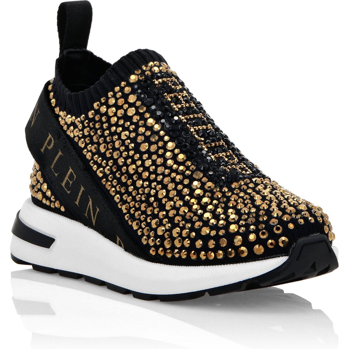Modische Slip-On-Sneakers mit Schmucksteinen