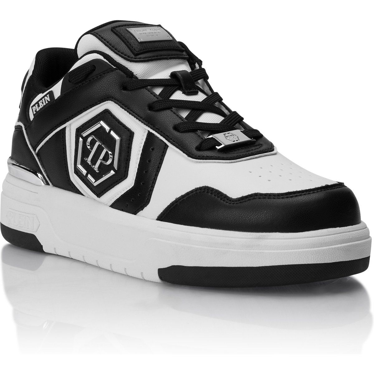 Schwarz-weiße Lo-Top-Sneakers