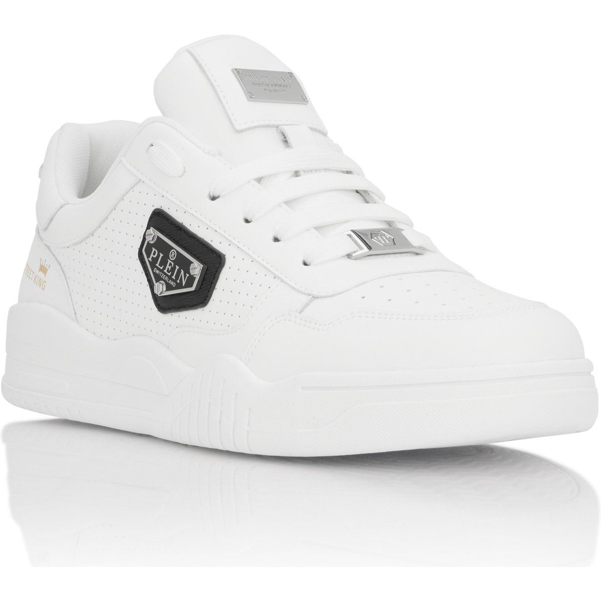 Weiße Leder Lo-Top-Sneakers