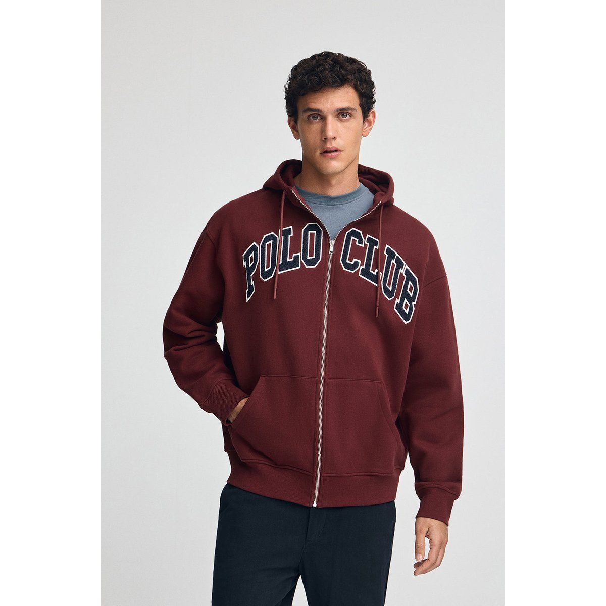 Kapuzenpullover mit Reißverschluss im Loose Fit mit Logo