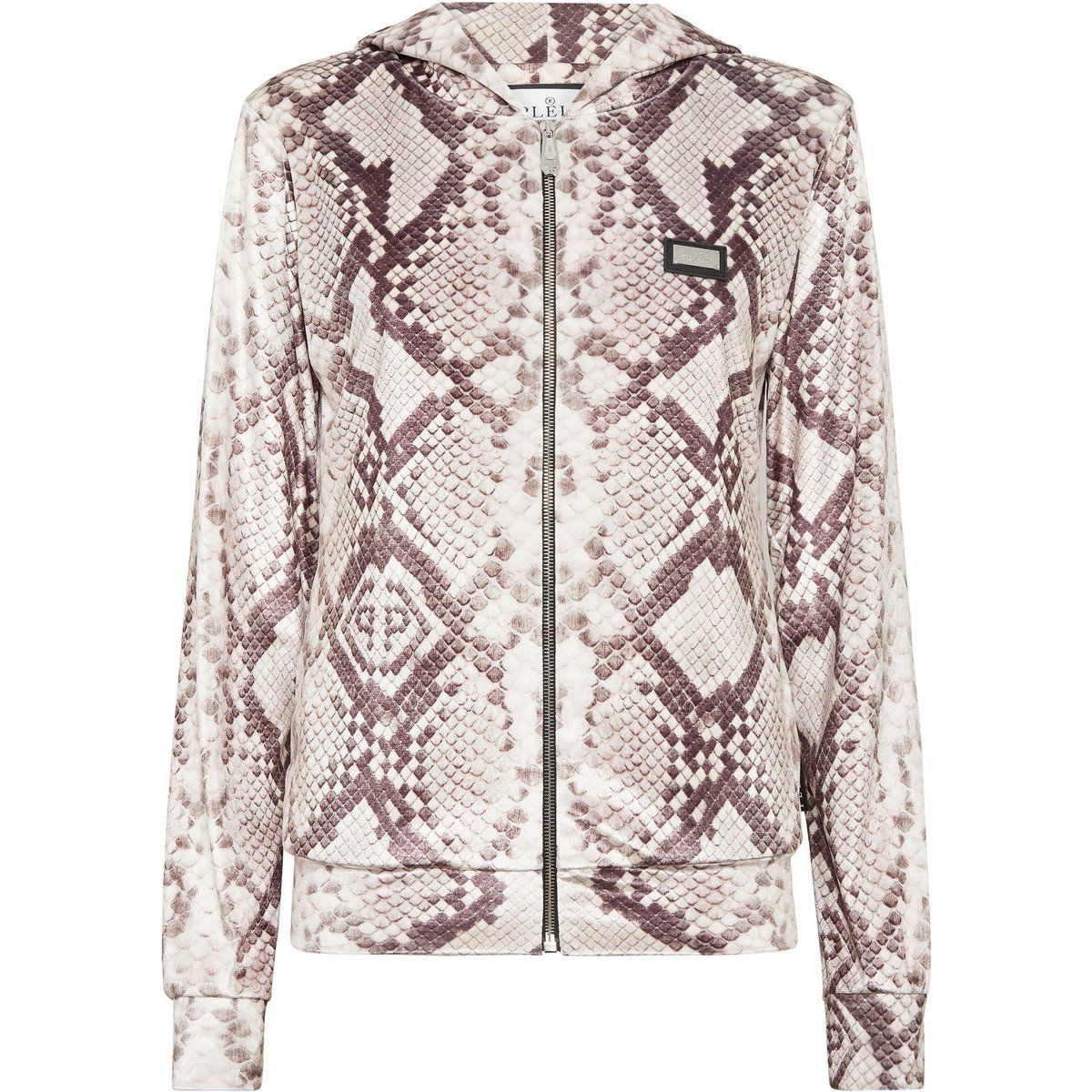 Kapuzenjacke mit Python-Print und Reißverschluss