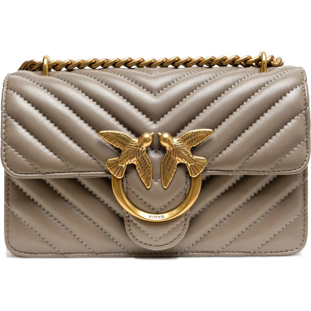Chevron Mini-Umhängetasche aus Leder