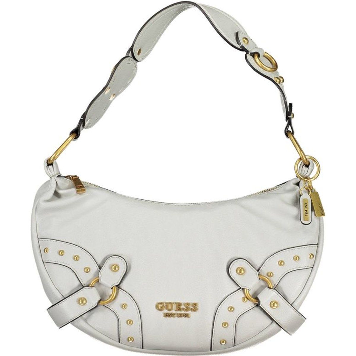 Gebogene Schultertasche mit Nietendetails