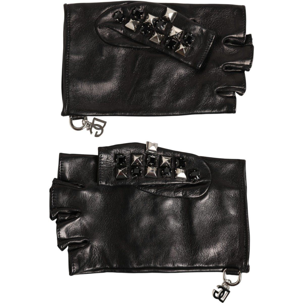 Fingerlose Lederhandschuhe mit Nietendekor