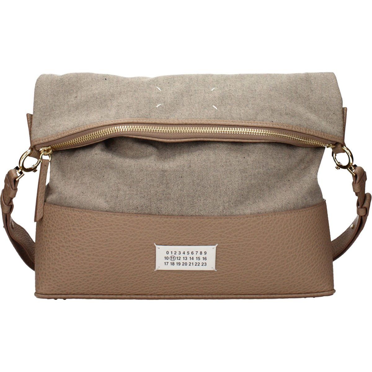 Beige Stoff Schultertasche