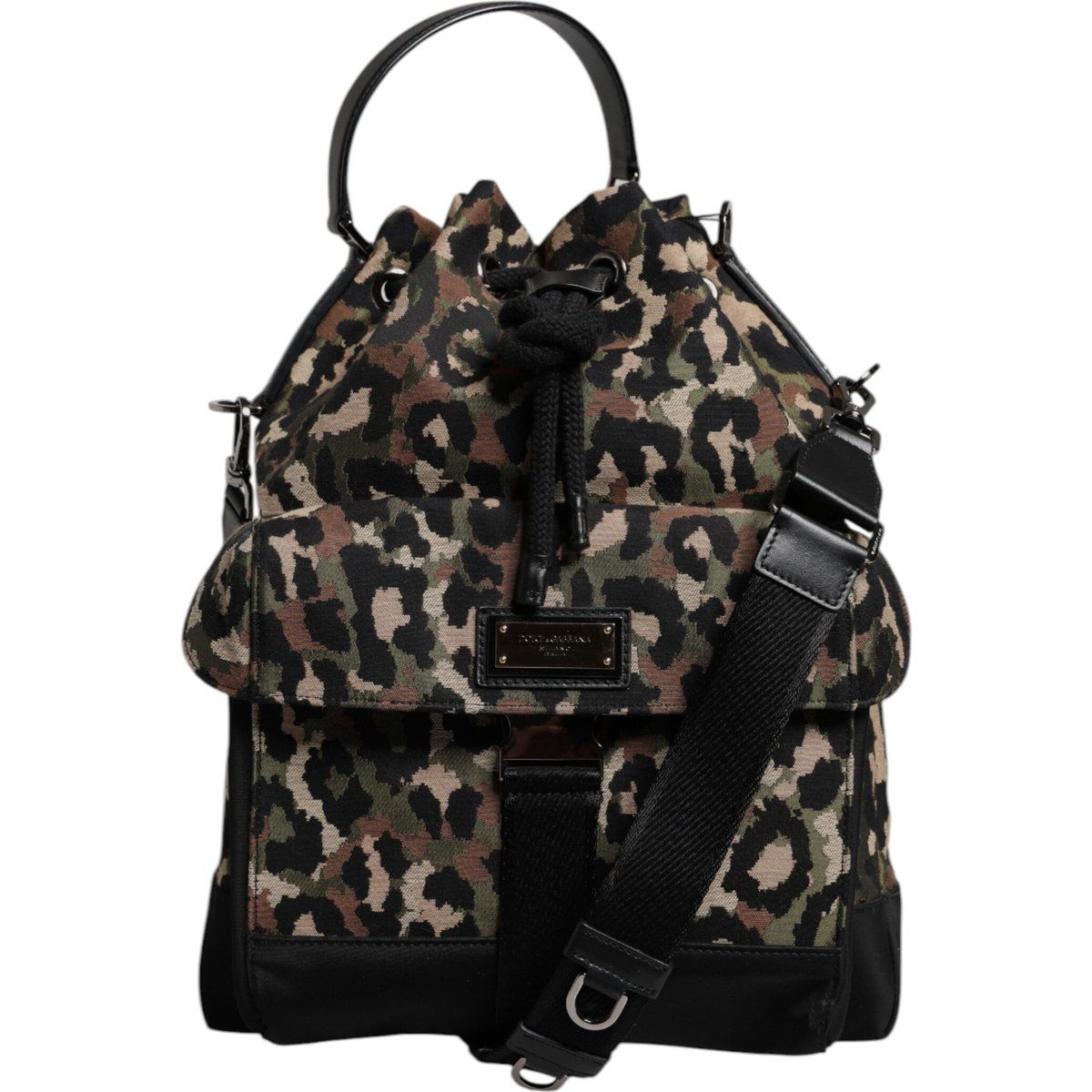 Mehrfarbige Leoparden Baumwoll-Schultertasche