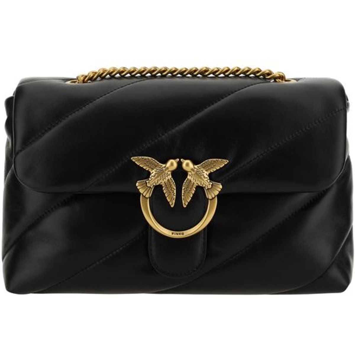Gesteppte Ledertasche mit Vögeln
