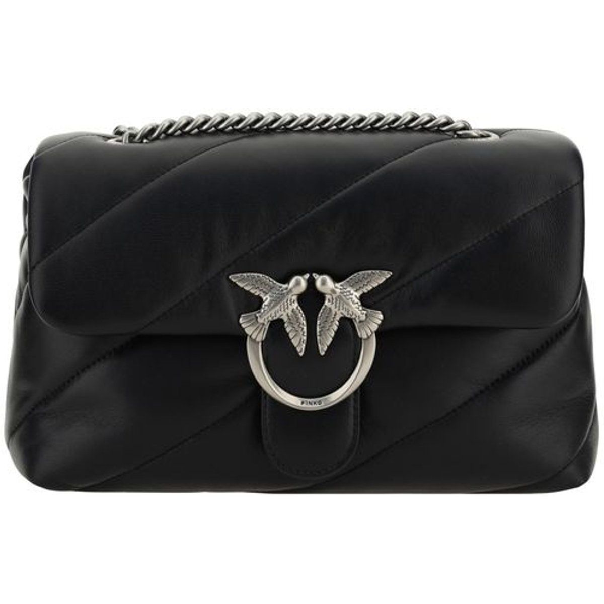 Gesteppte Ledertasche mit Vögeln