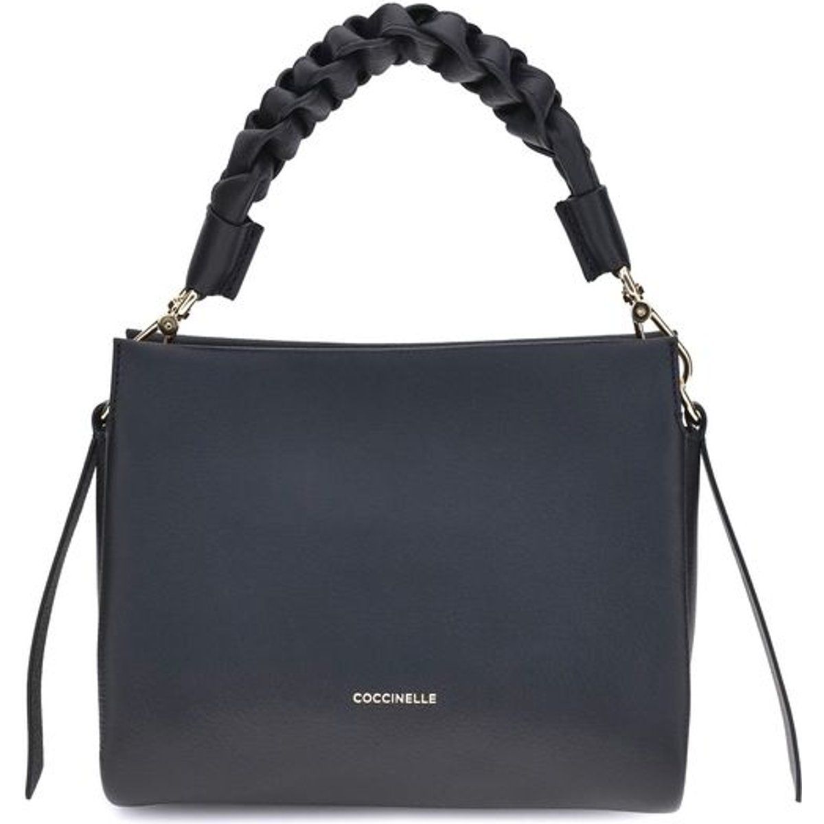 Schultertasche aus Leder mit geflochtenem Griff