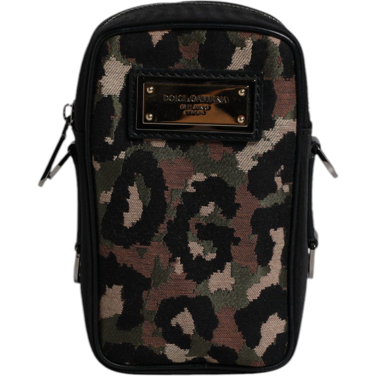 Leoparden-Jacquard-Tasche mit Logo-Plakette