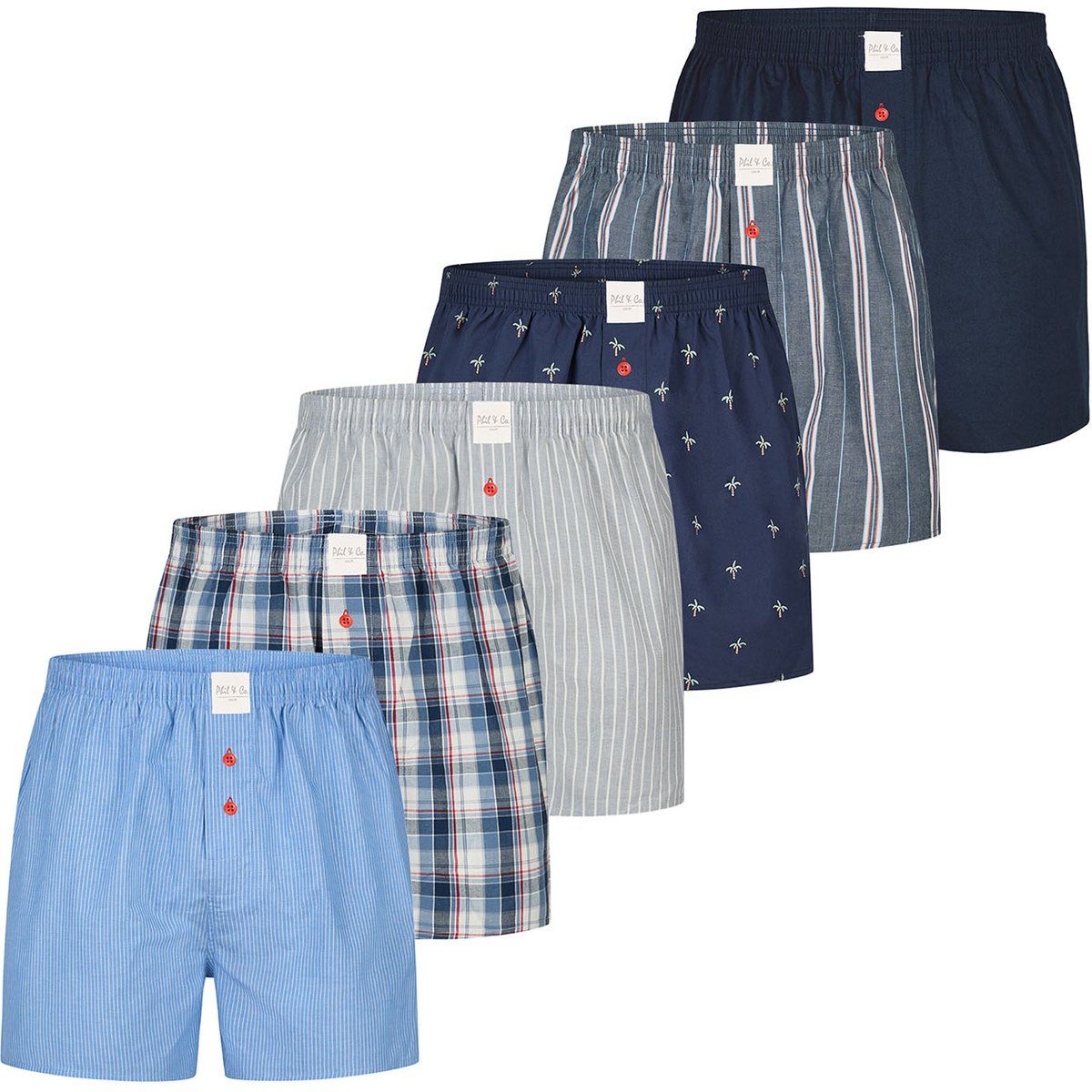Retro Boxershorts mit Muster 6er-Pack