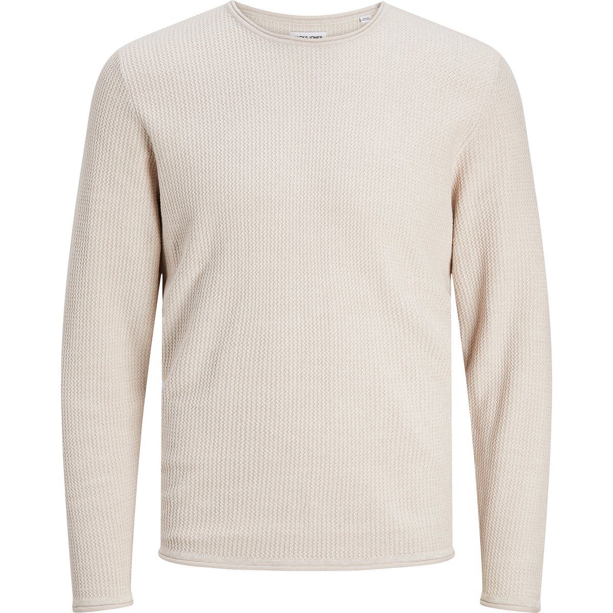 Beige Herren Strickpullover mit Rundhalsausschnitt