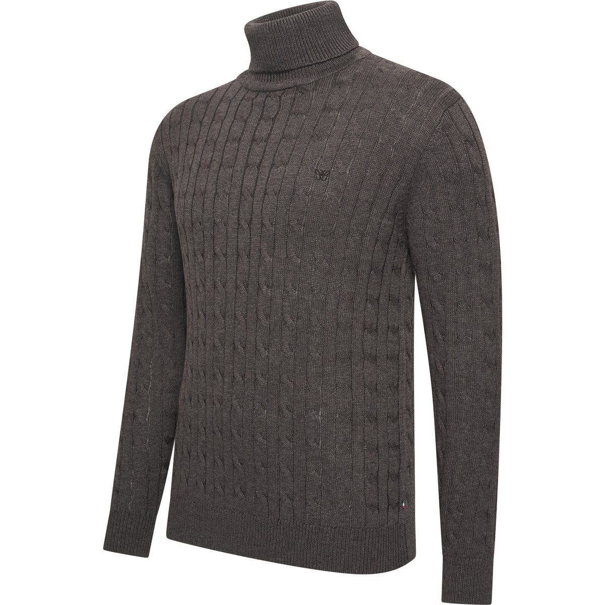 Klassischer Zopfmuster-Rollkragenpullover