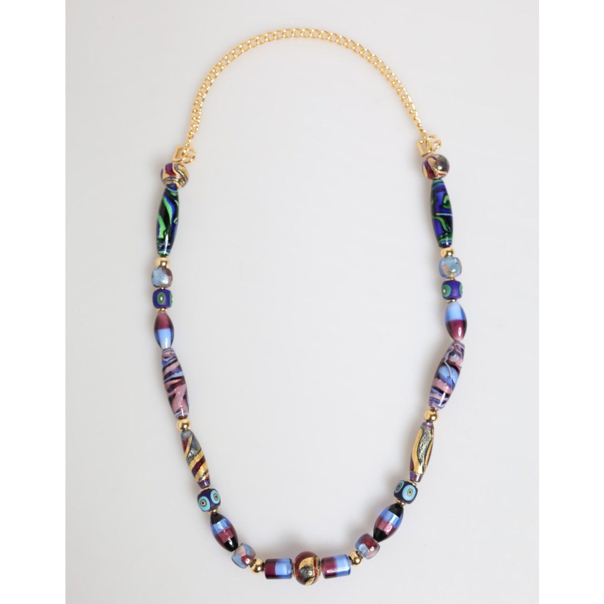 Multicolor Murano-Glasperlen Goldmessingketten Schmuck Halskette