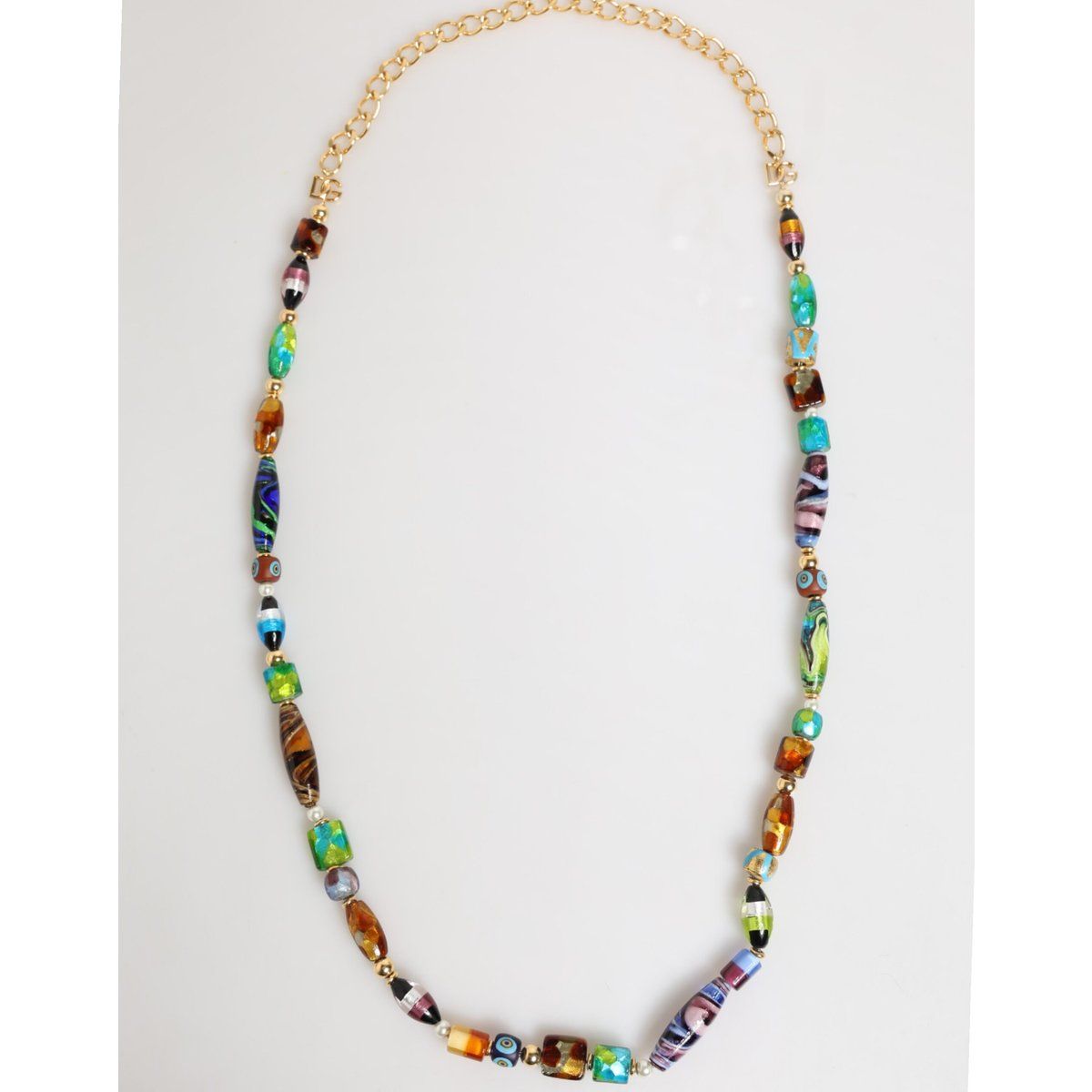 Mehrfarbige Murano-Glasperlen Halskette aus Messing für Damen