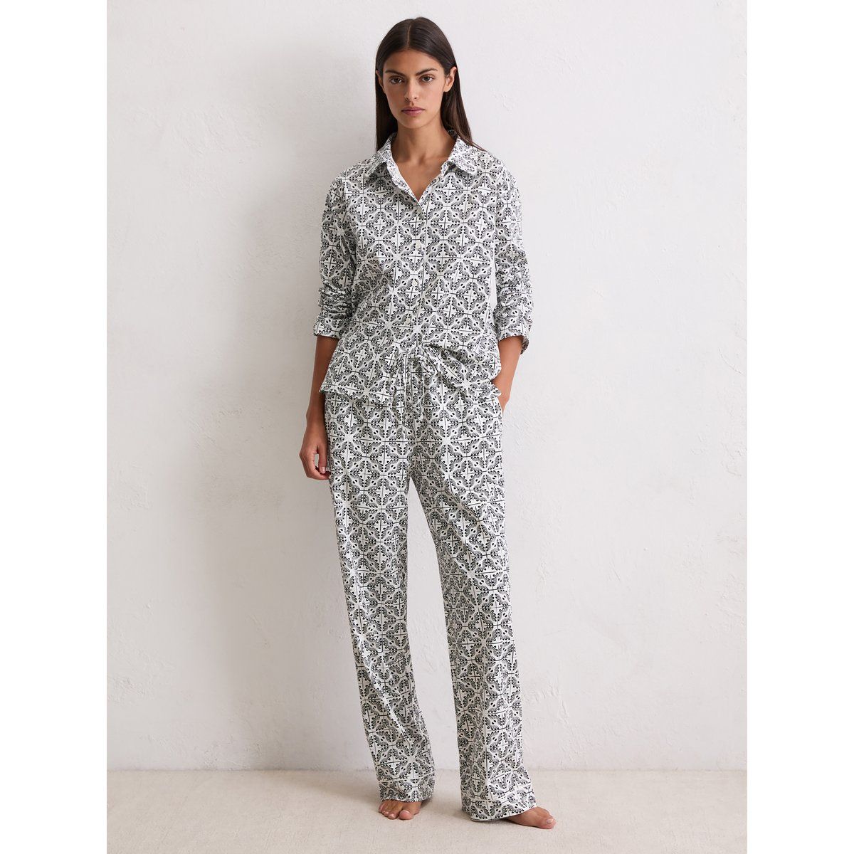 Bedrucktes Pyjamaoberteil aus Baumwolljersey