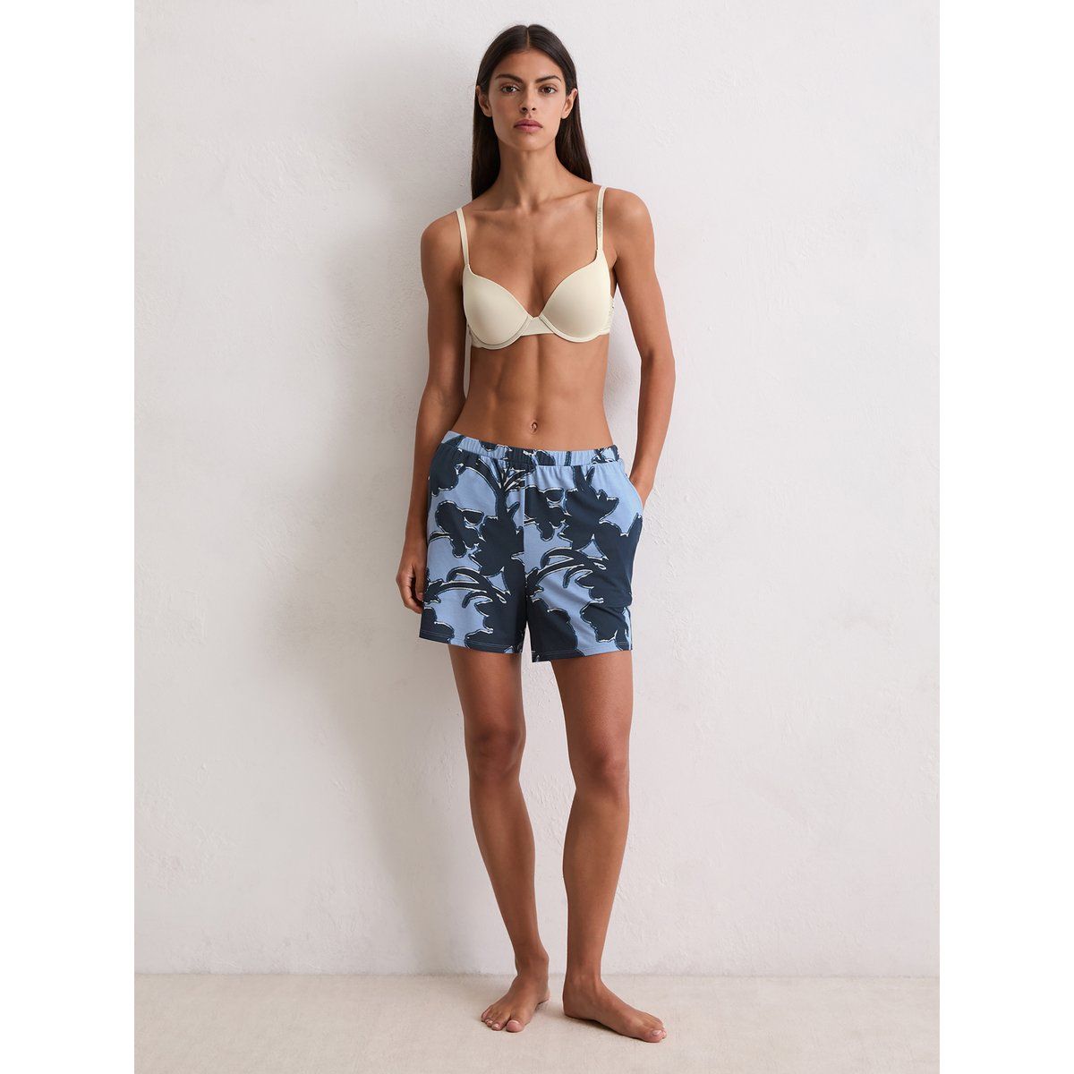 Baumwoll Modal Pyjamashorts mit Blumenmuster