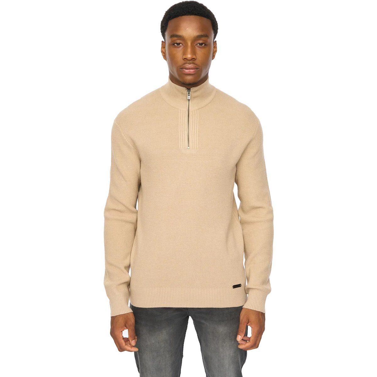 Duck and Cover - "Potenza" Pullover für Herren, mit kurzem Reißverschluss, Jerseyware (Steinfarben)