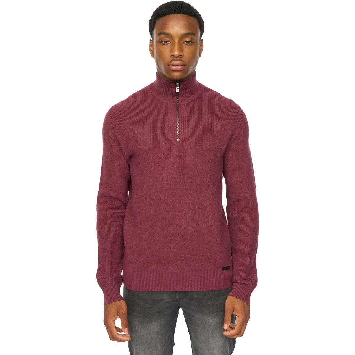 Duck and Cover - "Potenza" Pullover für Herren, mit kurzem Reißverschluss, Jerseyware (Rosinen)
