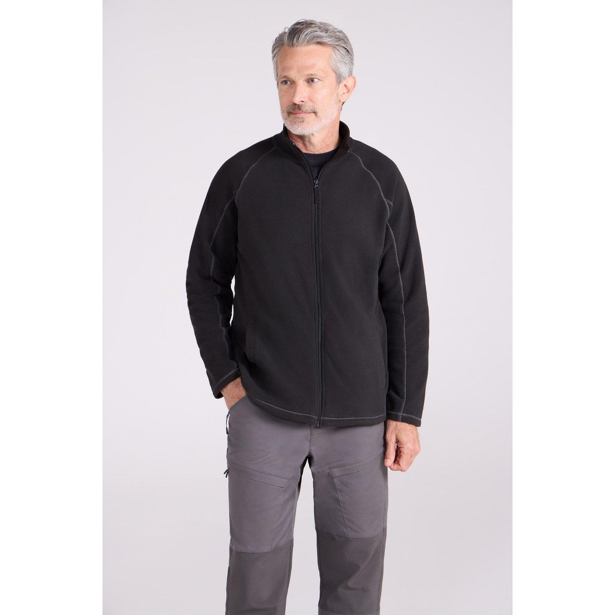 Mountain Warehouse - "Ashbourne" Fleecejacke Durchgehender Reißverschluss für Herren (Schwarz)