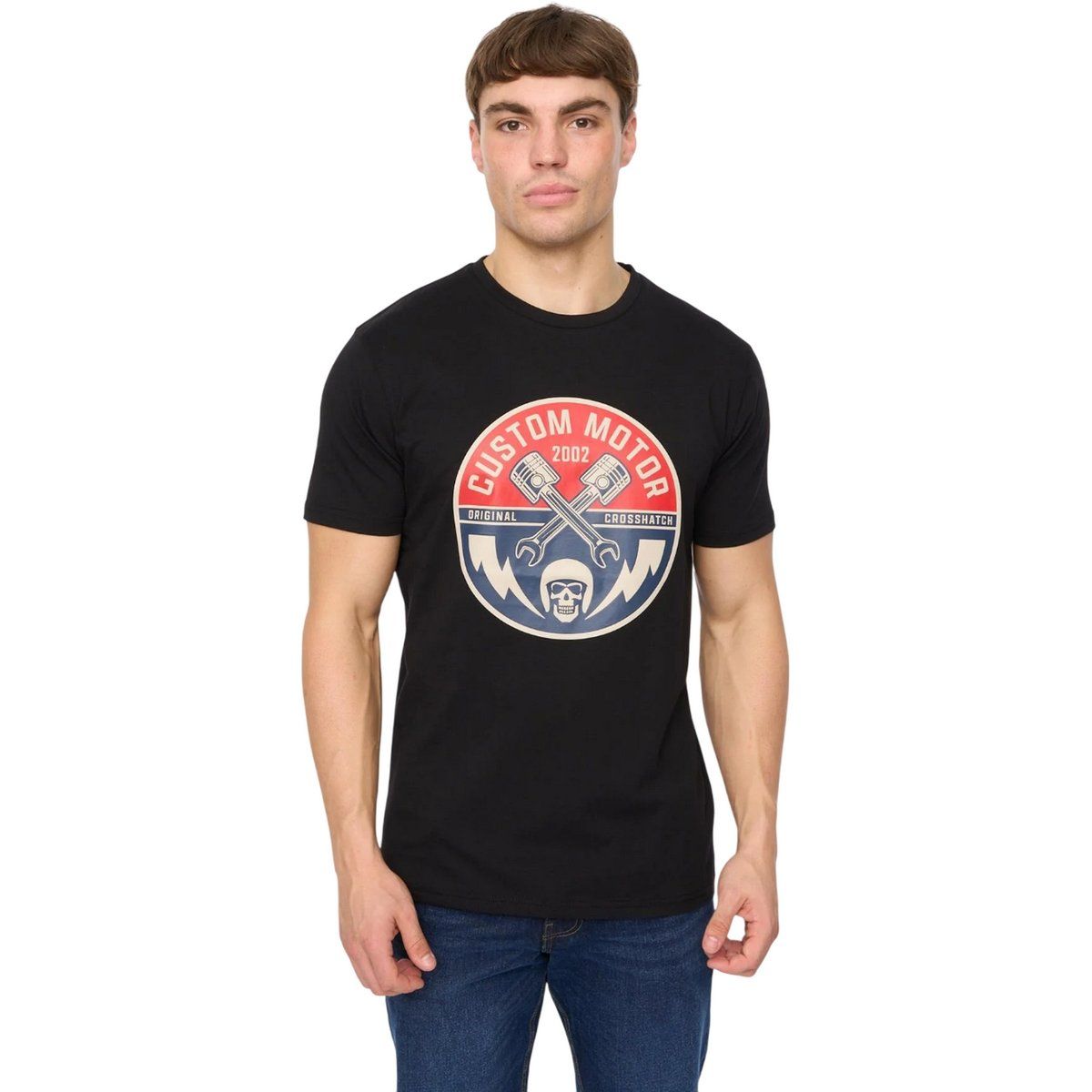 Jersey T-Shirt mit Motorrad-Grafik