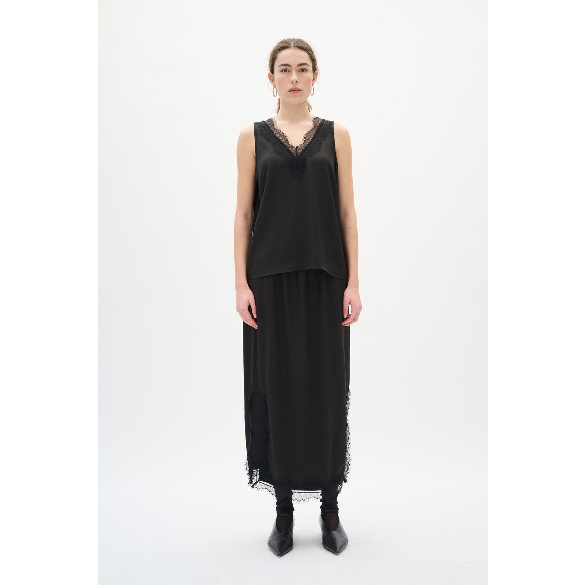 Eleganter Midi-Rock mit Spitzenbesatz
