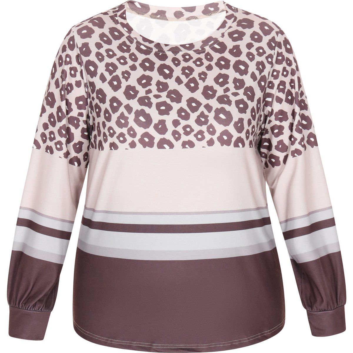 usha Langarmshirts in großen Größen usha PLUS GRÖSSE Frauen mehrfarbiger Kaffee