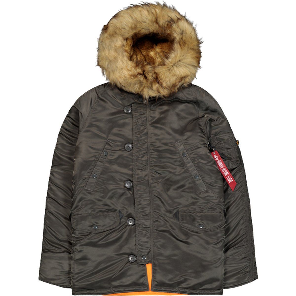 Olivgrüner Winterparka mit Fellkapuze