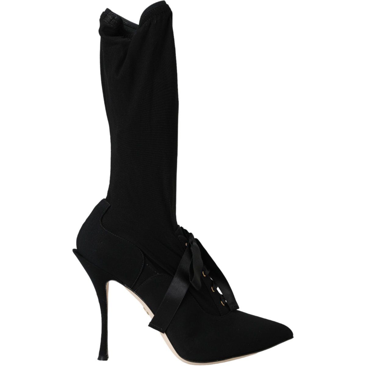 Schwarze Schnür-Stiletto-Sockenstiefel