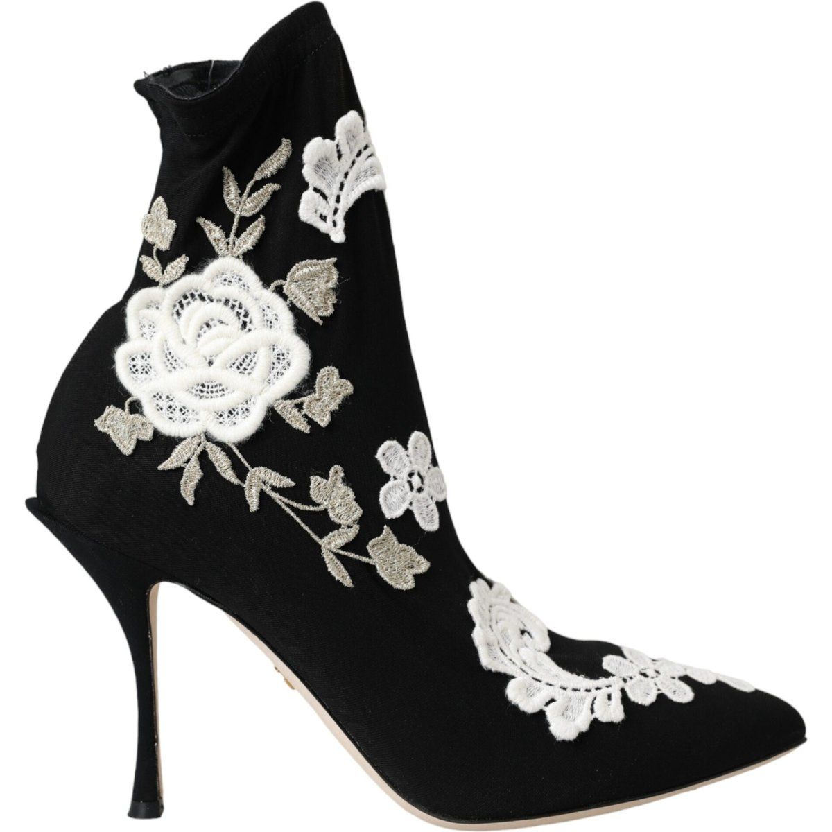 Floral bestickte Stiefeletten mit spitzer Zehe