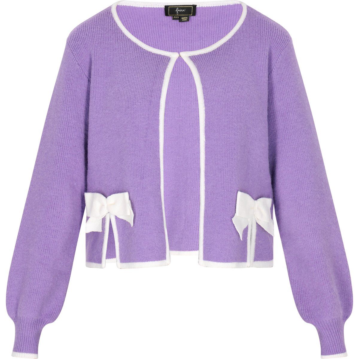 Faina Strickjacke Damen Lavendel Weiss