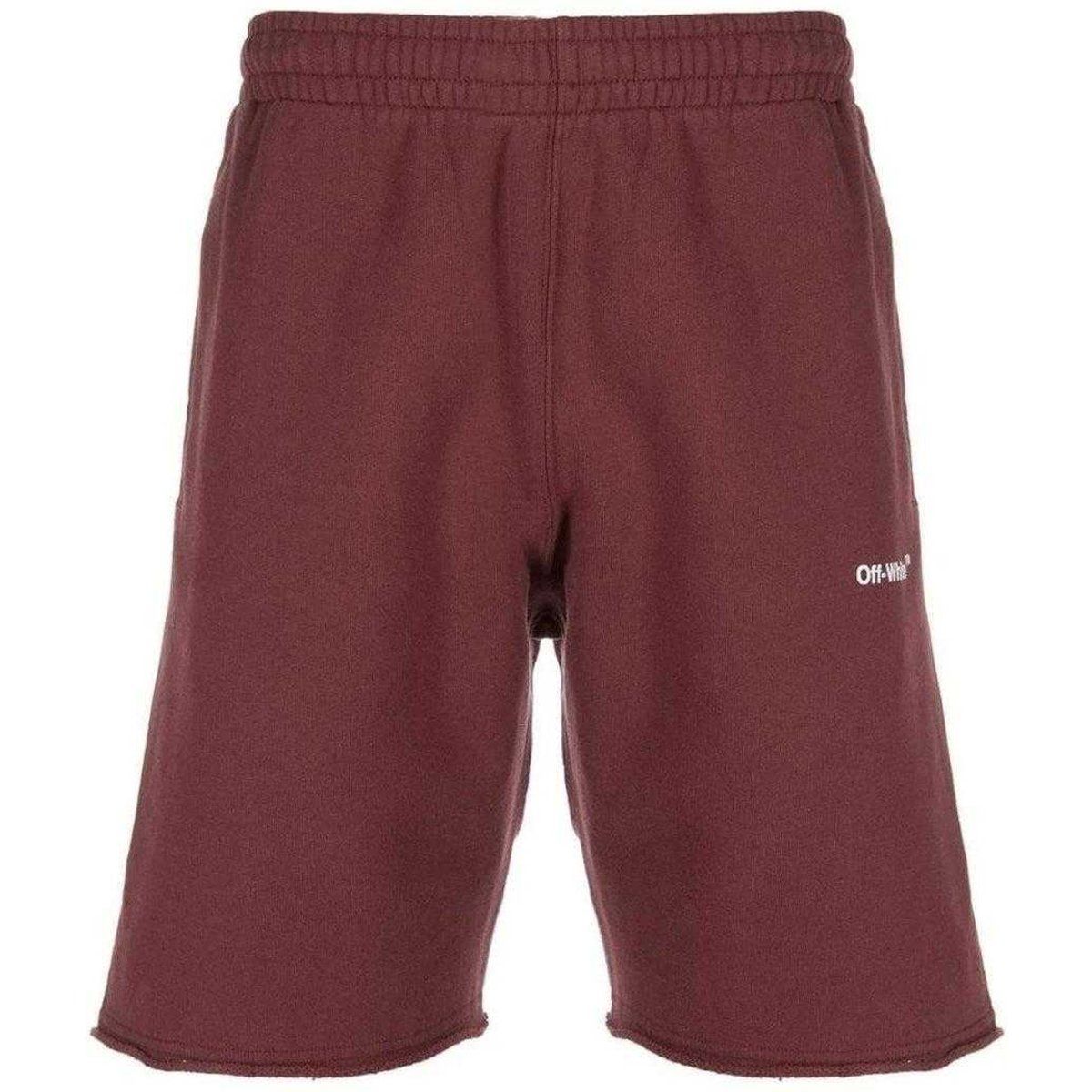 Off White - "Helvetica" Sweat-Shorts für Herren/Damen Unisex (Burgunderrot)
